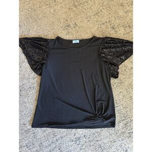 CeCe Sequined Sleeve Blouse